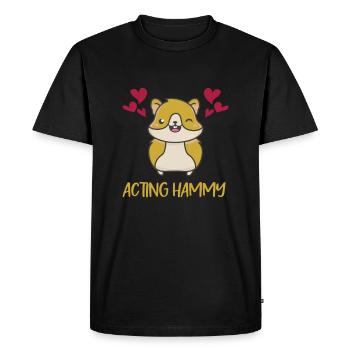 Acting Hammy Hamster Cheeks Hearts Hamster Food - Men's Premium Organic T-Shirt - black - Front - Nico (187cm)