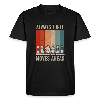 Always Three Moves Ahead Chess Strategy Wisdom - Men's Premium Organic T-Shirt - black - Front - Nico (187cm)