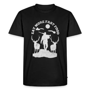 Mangez plus de fast-food Chasseurs Gardes-chasse Amateurs de chasse - T-shirt Premium bio Homme - noir - Devant - Nico (187cm)