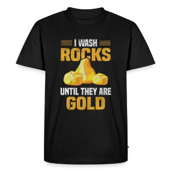 Chercheurs d’or Chercheurs d’or Laver les pierres Métaux d’or - T-shirt Premium bio Homme - noir - Devant - Nico (187cm)
