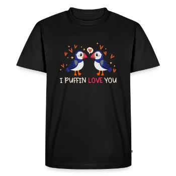 I Puffin Love You Relation Hearts Love Seabirds - T-shirt Premium bio Homme - noir - Devant - Nico (187cm)
