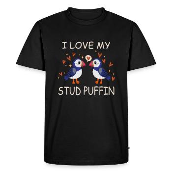 J’adore ma relation stud puffin puffin - T-shirt Premium bio Homme - noir - Devant - Nico (187cm)