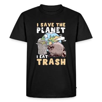 Raccoon Save Planet Eat Trash Gift - Men's Premium Organic T-Shirt - black - Front - Nico (187cm)