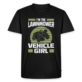 Tondeuse à gazon Tracteur Femme Rétro Jardinage - T-shirt Premium bio Homme - noir - Devant - Nico (187cm)