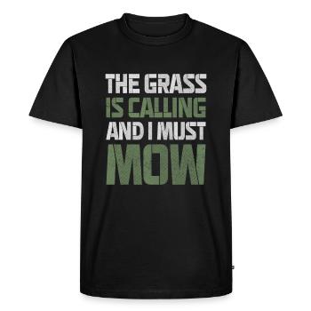 L’herbe m’appelle je dois tondre - Tondeuse à gazon Wortspiel - T-shirt Premium bio Homme - noir - Devant - Nico (187cm)