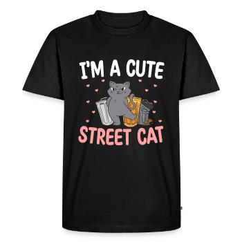 Mignon chat de rue Multon chatte chatte - T-shirt Premium bio Homme - noir - Devant - Nico (187cm)