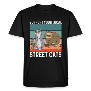 Support Your Local Street Cats Raccoon Gift - Men's Premium Organic T-Shirt - black - Front - Nico (187cm)