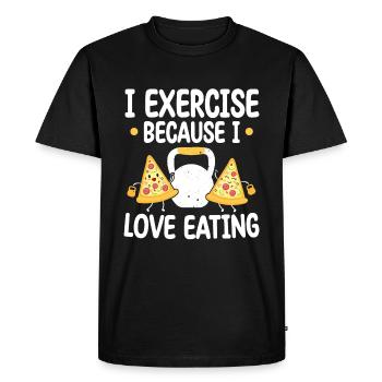 Kettlebell Pizza Exercice parce que j’adore manger - T-shirt Premium bio Homme - noir - Devant - Nico (187cm)