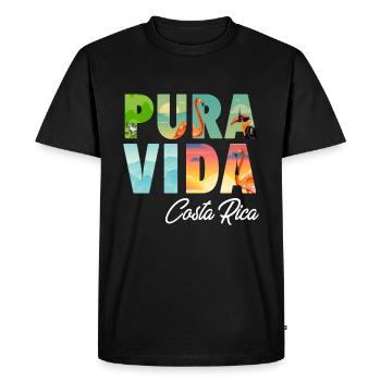 Pura Vida Costa Rica Perroquet Jungle Tropicale - T-shirt Premium bio Homme - noir - Devant - Nico (187cm)