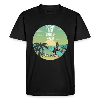 Ocean Air Salty Hair Pura Vida Surfen Surfing - T-shirt Premium bio Homme - noir - Devant - Nico (187cm)