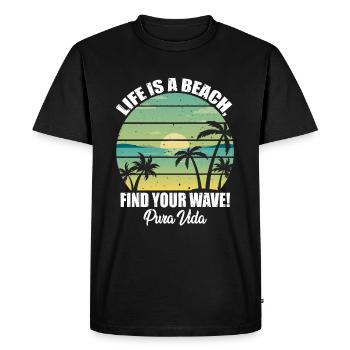 Life Beach Find Your Wellte Pura Vida Latin - Men's Premium Organic T-Shirt - black - Front - Nico (187cm)