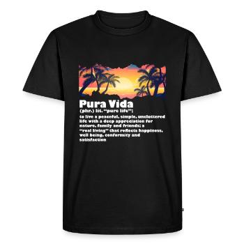 Pura Vida Définition Vie Sagesse Amérique centrale - T-shirt Premium bio Homme - noir - Devant - Nico (187cm)