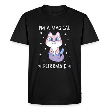 Magical Purrmaid Mermaid Cat Cat Love - Men's Premium Organic T-Shirt - black - Front - Nico (187cm)