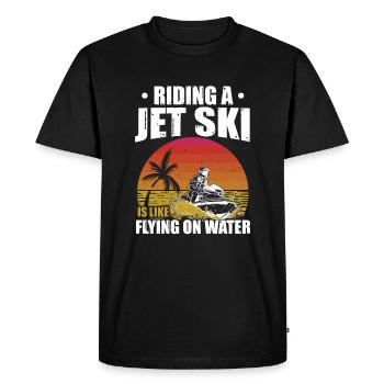 Riding A Jet Ski Flying On Water Summer Jet Boat - Men's Premium Organic T-Shirt - black - Front - Nico (187cm)