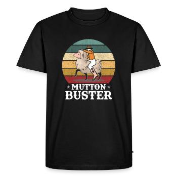 Vintage Mutton Buster Sheep Riding Shepherd - Men's Premium Organic T-Shirt - black - Front - Nico (187cm)