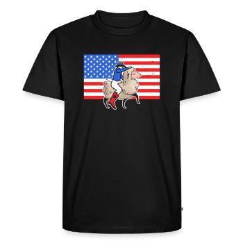Mutton Buster USA Flag Sheep Rider - Men's Premium Organic T-Shirt - black - Front - Nico (187cm)