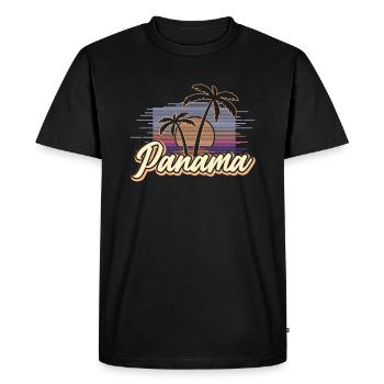 Panama Vintage Sunset South America Retro Gift - Men's Premium Organic T-Shirt - black - Front - Nico (187cm)