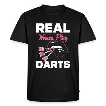 Real Women Play Darts Women's Darts Championship - Men's Premium Organic T-Shirt - black - Front - Nico (187cm)