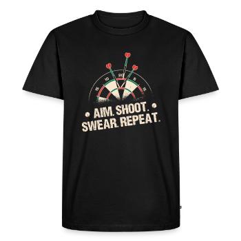 Aim Shoot Swear Repeat Darts Player Dartboard - Men's Premium Organic T-Shirt - black - Front - Nico (187cm)