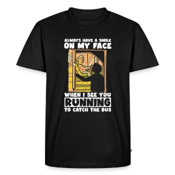 Bus drivers laugh when passengers race Bus drivers - Men's Premium Organic T-Shirt - black - Front - Nico (187cm)