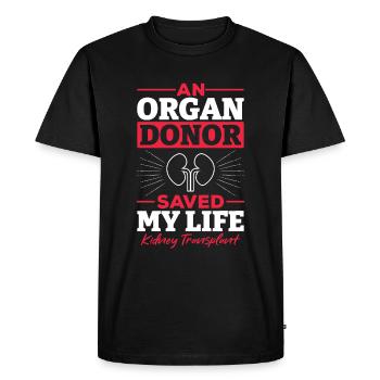 Don de donneur d’organes transplanté de rein - T-shirt Premium bio Homme - noir - Devant - Nico (187cm)