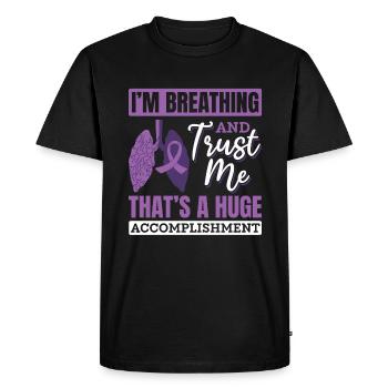 Lung Transplant Donor Lung Breathing Gift - Men's Premium Organic T-Shirt - black - Front - Nico (187cm)