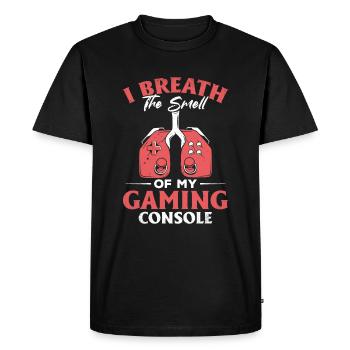 Gaming console air breathing | Saying for gamers - Men's Premium Organic T-Shirt - black - Front - Nico (187cm)