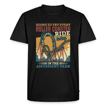 Roller coasters amusement park amusement park Vintage - Men's Premium Organic T-Shirt - black - Front - Nico (187cm)