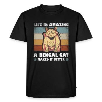 La vie est incroyable Le chat du Bengale le rend meilleur - T-shirt Premium bio Homme - noir - Devant - Nico (187cm)