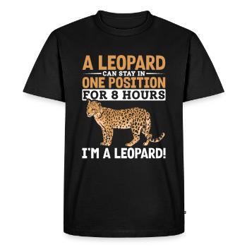 Position léopard 8 heures Faune Grands Félins - T-shirt Premium bio Homme - noir - Devant - Nico (187cm)