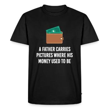 Père Argent Bourse Enfants Enfant Descendance paternelle - T-shirt Premium bio Homme - noir - Devant - Nico (187cm)