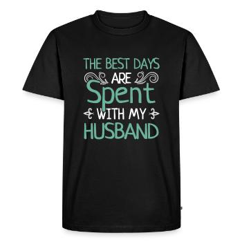 Best Days With Husband Marry Couple Gift - Men's Premium Organic T-Shirt - black - Front - Nico (187cm)