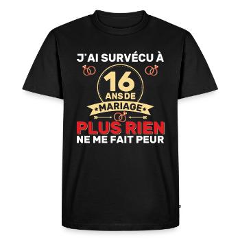 16 Ans De Mariage Noces De Coton Cadeau Mari 16eme - T-shirt Premium bio Homme - noir - Devant - Nico (187cm)