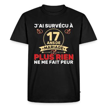 17 Ans De Mariage Noces De Coton Cadeau Mari 17eme - T-shirt Premium bio Homme - noir - Devant - Nico (187cm)