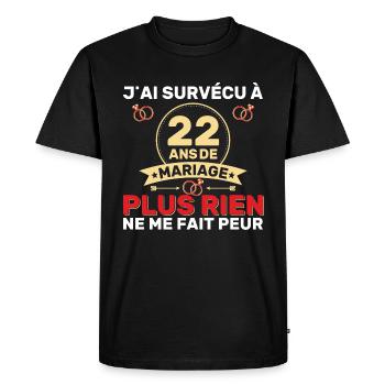 22 Ans De Mariage Noces De Coton Cadeau Mari 22eme - T-shirt Premium bio Homme - noir - Devant - Nico (187cm)