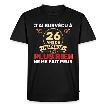 26 Ans De Mariage Noces De Coton Cadeau Mari 26eme - T-shirt Premium bio Homme - noir - Devant - Nico (187cm)