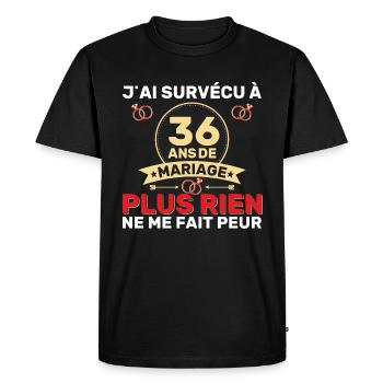 36 Ans De Mariage Noces De Coton Cadeau Mari 36eme - T-shirt Premium bio Homme - noir - Devant - Nico (187cm)