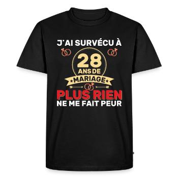 28 Ans De Mariage Noces De Coton Cadeau Mari 28eme - T-shirt Premium bio Homme - noir - Devant - Nico (187cm)