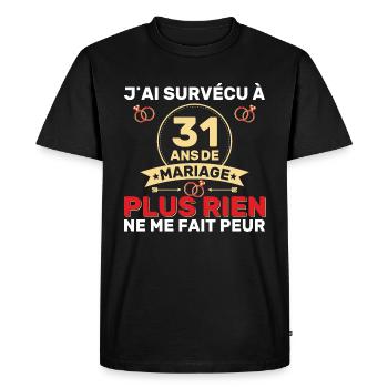 31 Ans De Mariage Noces De Coton Cadeau Mari 31eme - T-shirt Premium bio Homme - noir - Devant - Nico (187cm)
