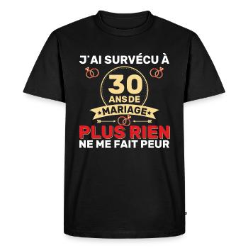 30 Ans De Mariage Noces De Coton Cadeau Mari 30eme - T-shirt Premium bio Homme - noir - Devant - Nico (187cm)