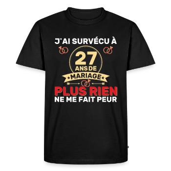 27 Ans De Mariage Noces De Coton Cadeau Mari 27eme - T-shirt Premium bio Homme - noir - Devant - Nico (187cm)