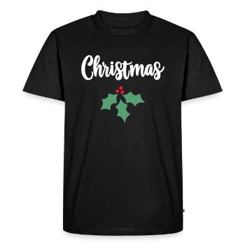Christmas Holly - Men's Premium Organic T-Shirt - black - Front - Nico (187cm)