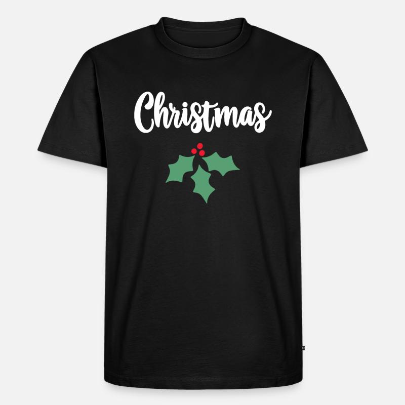 Weihnachts-Stechpalme - Männer Premium Bio T-Shirt - Schwarz