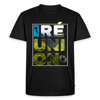 île la Réunion Volcan et Nature Cadeau Homme Femme - T-shirt Premium bio Homme - noir - Devant - Nico (187cm)