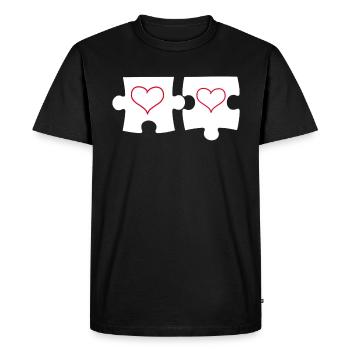 Tu es ma pièce manquante du puzzle avec un cœur d’amour - T-shirt Premium bio Homme - noir - Devant - Nico (187cm)