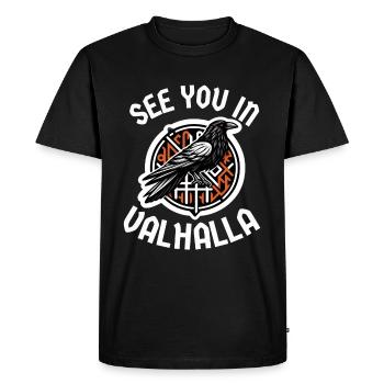 Rendez-vous dans Valhalla Raven Odin Viking Rune - T-shirt Premium bio Homme - noir - Devant - Nico (187cm)
