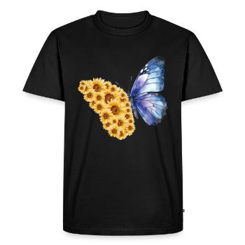 Spring Sunflower Butterfly Summer Flowers - Men's Premium Organic T-Shirt - black - Front - Nico (187cm)