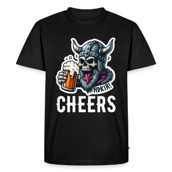 Viking Beer Cheers Skull Odin Warrior - Men's Premium Organic T-Shirt - black - Front - Nico (187cm)
