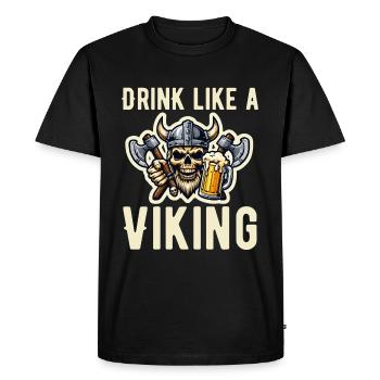 Drinking Beer Like a Viking - For Valhalla - Men's Premium Organic T-Shirt - black - Front - Nico (187cm)