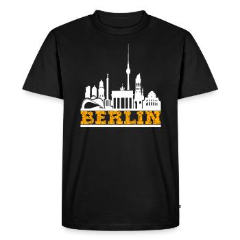 BERLIN horizon de la ville cadeau BERLIN horizon de la ville - T-shirt Premium bio Homme - noir - Devant - Nico (187cm)